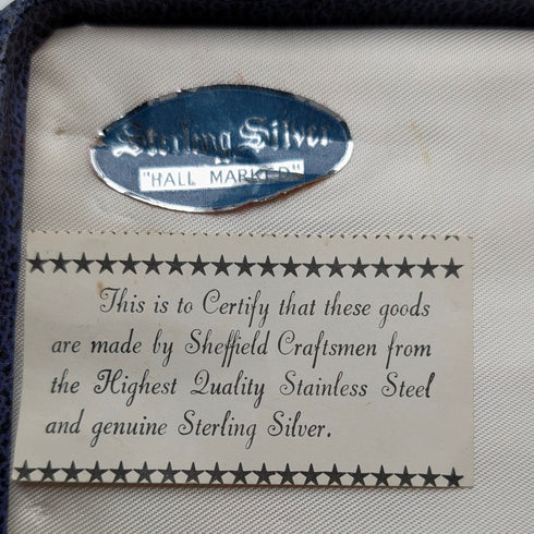 1973 British Vintage Sterling Silver Handle Dessert Fork x6 Harrison Brothers Case Included